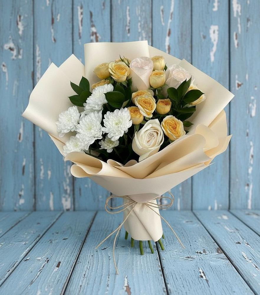 Букет цветов из: Розы и Хризантемы в Октябрьское Ханты-Мансийский АО