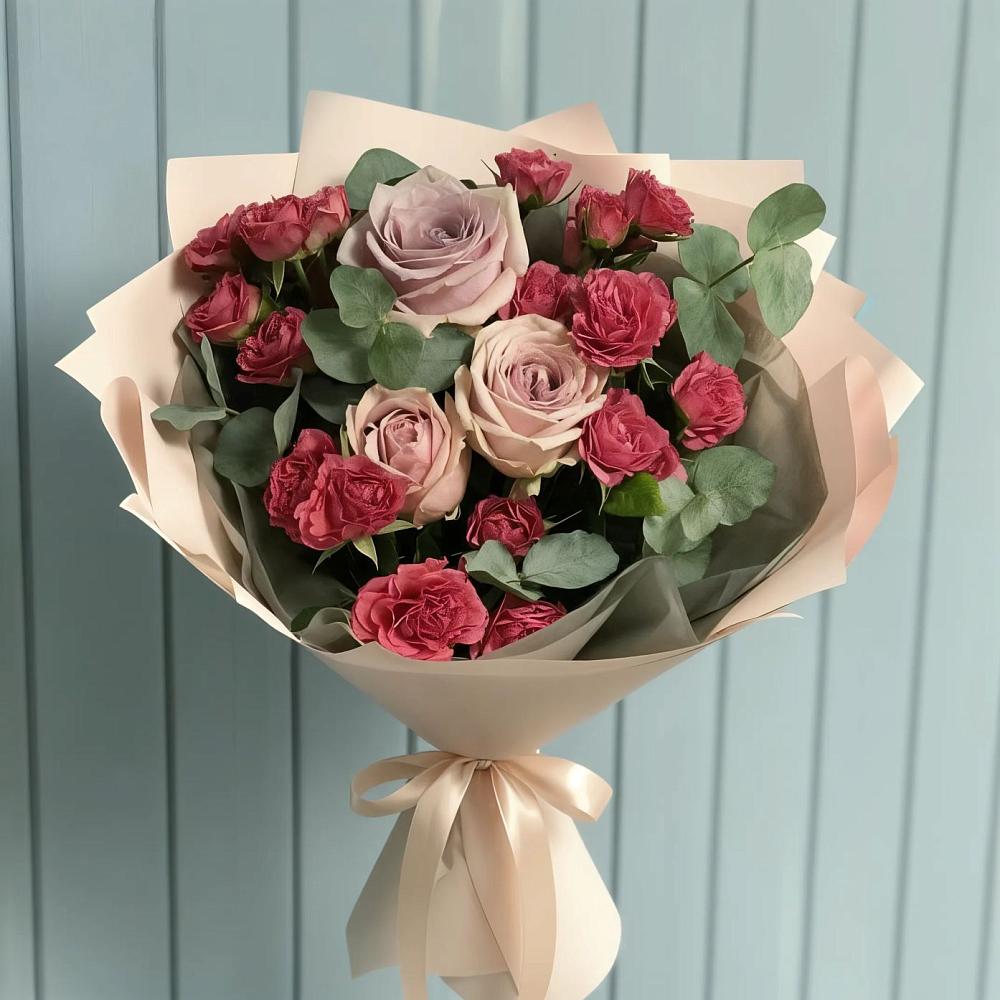 Букет цветов из: Гвоздики и Розы в Октябрьское Ханты-Мансийский АО