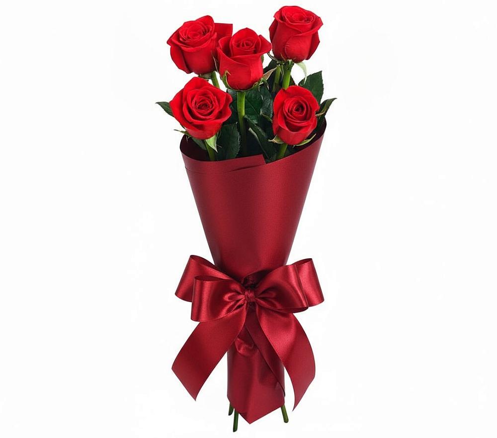 Букет 5 Красных роз Эдлесс Лав в Октябрьское Ханты-Мансийский АО
