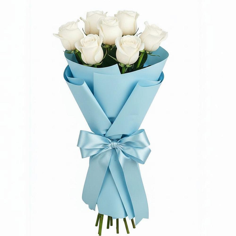 Букет 7 белых роз Проуд в Октябрьское Ханты-Мансийский АО