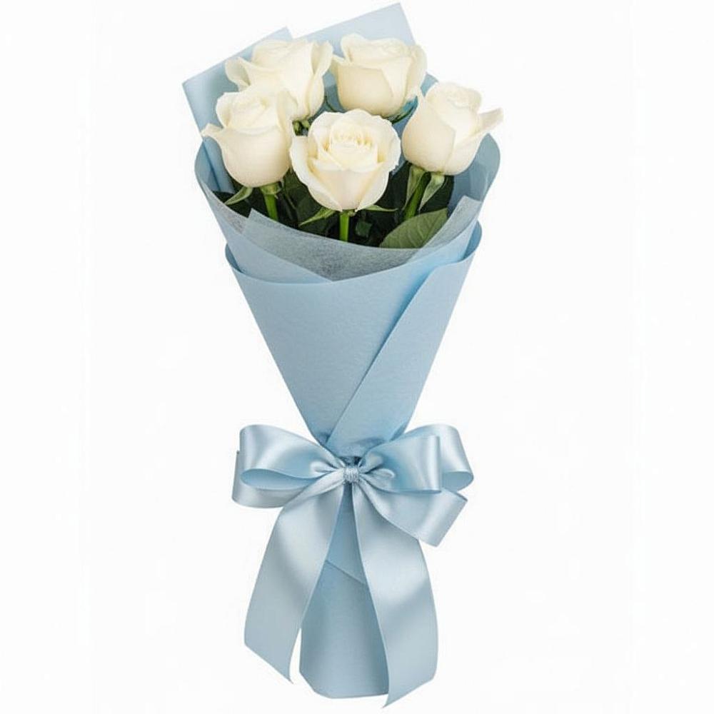 Букет 5 Белых роз Проуд в Октябрьское Ханты-Мансийский АО