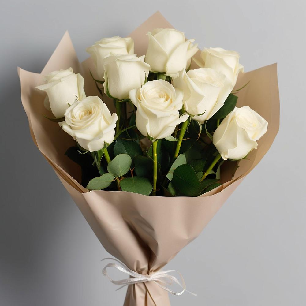 Букет 9 Белых роз Эдлесс Лав в Октябрьское Ханты-Мансийский АО