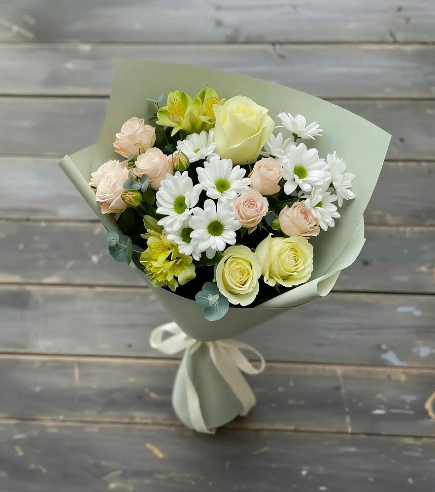 Букет цветов из: Альстромерии, Розы и Хризантемы в Октябрьское Ханты-Мансийский АО