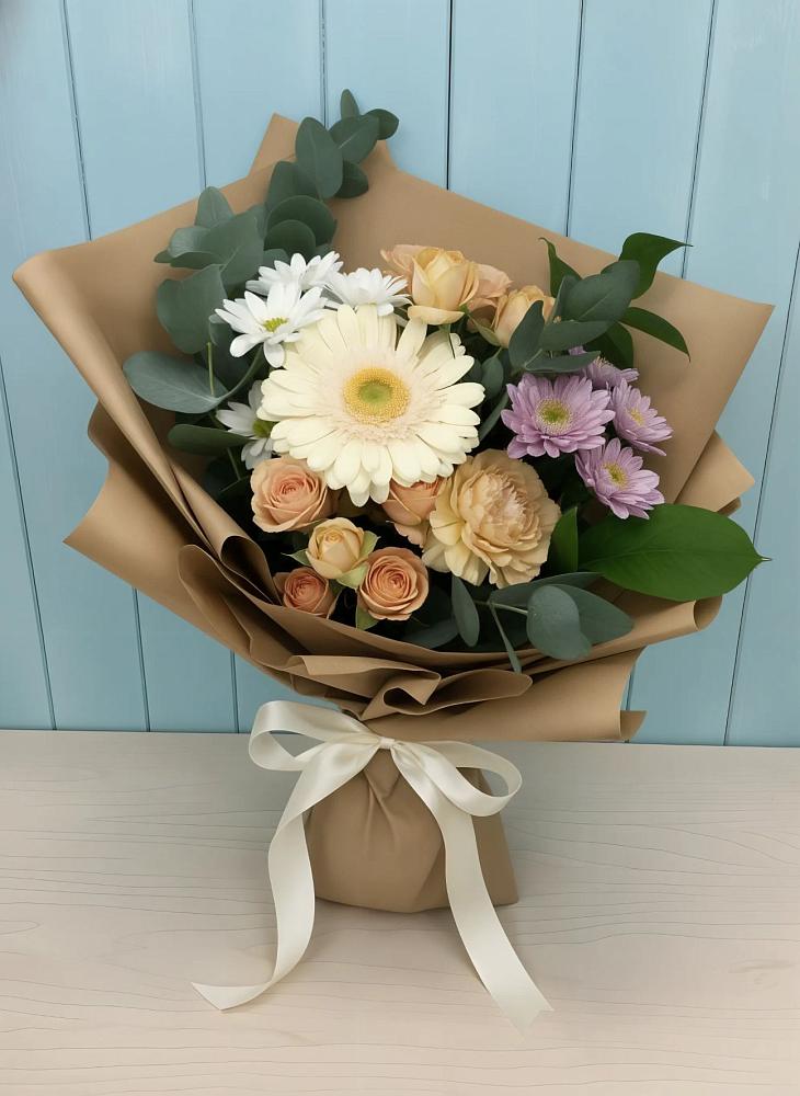 Букет цветов из: Герберы и Хризантемы в Октябрьское Ханты-Мансийский АО