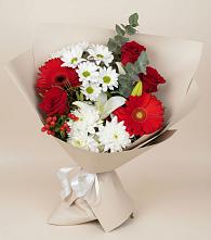 Букет цветов из:  Розы, Хризантемы, Герберы и Лилии #REPLACE_PRED# Октябрьское Ханты-Мансийский АО