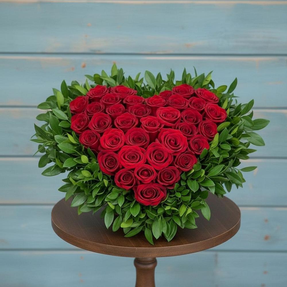 Цветочная композиция из Розы в виде сердца в Октябрьское Ханты-Мансийский АО