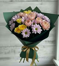 Букет цветов из:  Хризантемы и Розы в Октябрьское Ханты-Мансийский АО