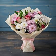 Букет цветов из:  Хризантемы, Альстромерии и Розы в Октябрьское Ханты-Мансийский АО