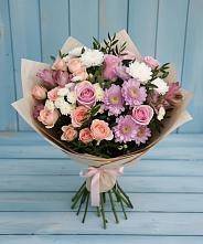 Букет цветов из:  Хризантемы, Розы и Альстромерии #REPLACE_PRED# Октябрьское Ханты-Мансийский АО