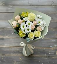 Букет цветов из:  Альстромерии, Розы и Хризантемы в Октябрьское Ханты-Мансийский АО