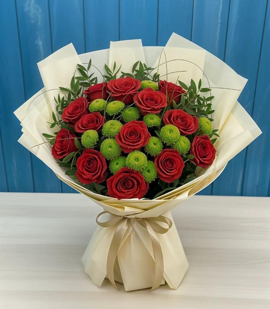 Букет цветов из: Розы и Хризантемы в Октябрьское Ханты-Мансийский АО